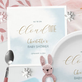 Vi är på Moln 9 Elegant Script Blå Bebisdopp Pappersservett