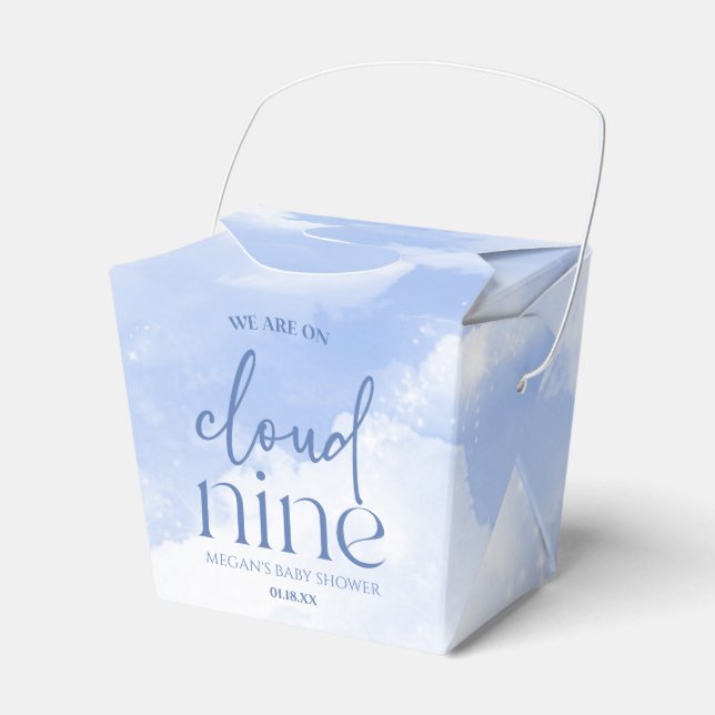 Vi är på molnet Nine Blue Baby Shower Presentaskar (Framsidan Sidan)