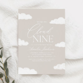 Vi är på molnet Nine Gender Neutral Baby Shower Inbjudningar