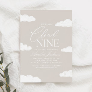 Vi är på molnet Nine Gender Neutral Baby Shower Inbjudningar