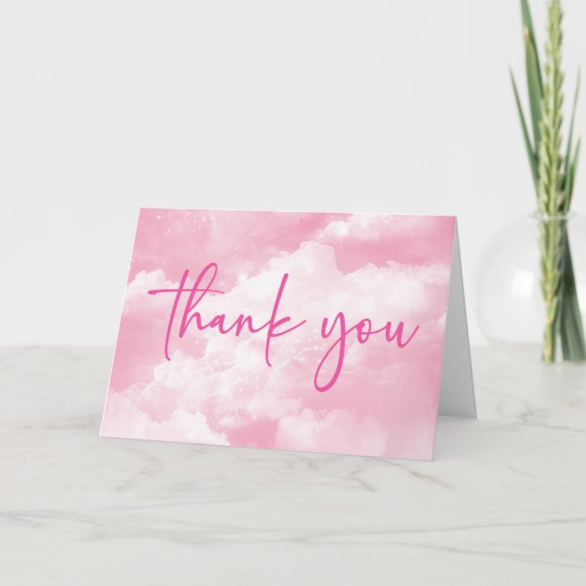Vi är på molnet Nine Rosa Baby Shower Tack Kort (Framsida)