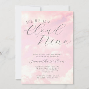 Vi är på molnet Nine Rosa Clouds Baby Shower Inbjudningar