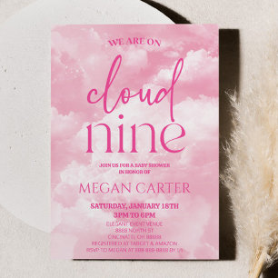 Vi är på molnet Nine Rosa Clouds Baby Shower Inbjudningar