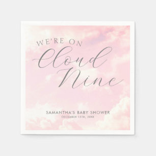 Vi är på molnet Nine Rosa Clouds Baby Shower Pappersservett