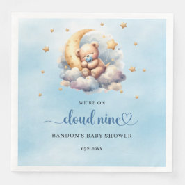 Vi är på molnet, nio sovande nallar pojke pappersservett