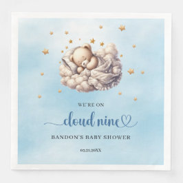 Vi är på molnet, nio sovande nallar pojke pappersservett