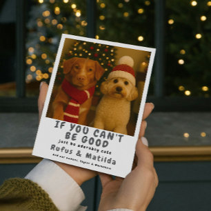 Vi är på Naughty List Hund Julfoto Julkort