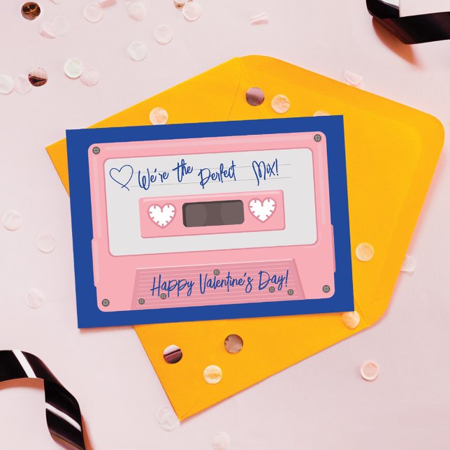Vi är Perfekt Mix Cassette Tape Valentines day Helgkort (We're The Perfect Mix Cassette Tape Valentines Day Holiday Card)
