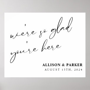 Vi är så glada att du är här Bröllop Välkommen Poster