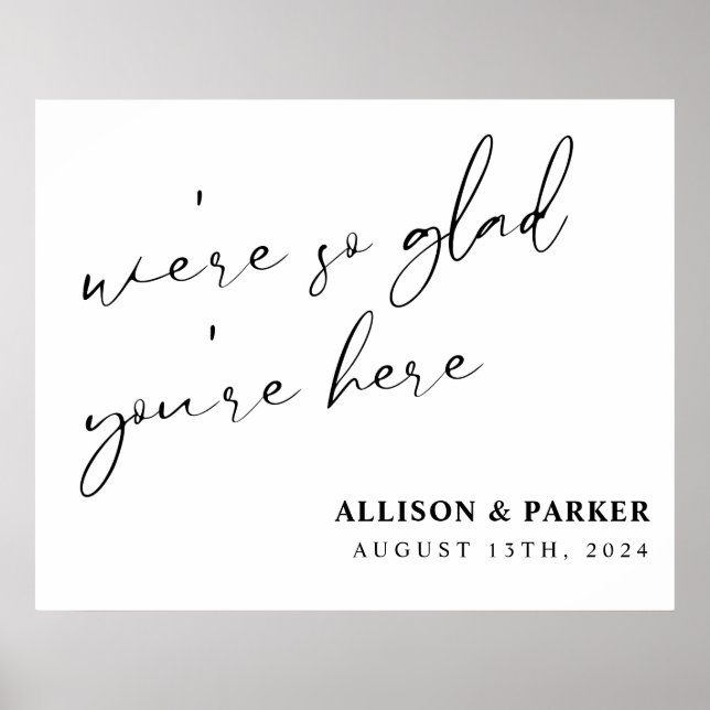 Vi är så glada att du är här Bröllop Välkommen Poster (Framsidan)