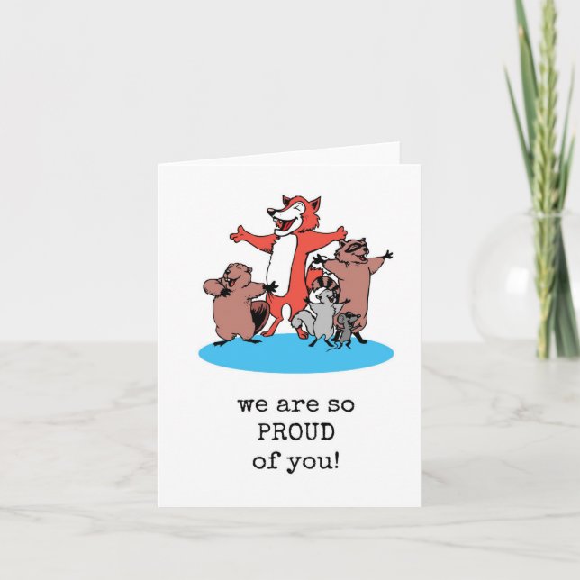 Vi är så stolta över dig, grattis, prestation kort (Framsida)