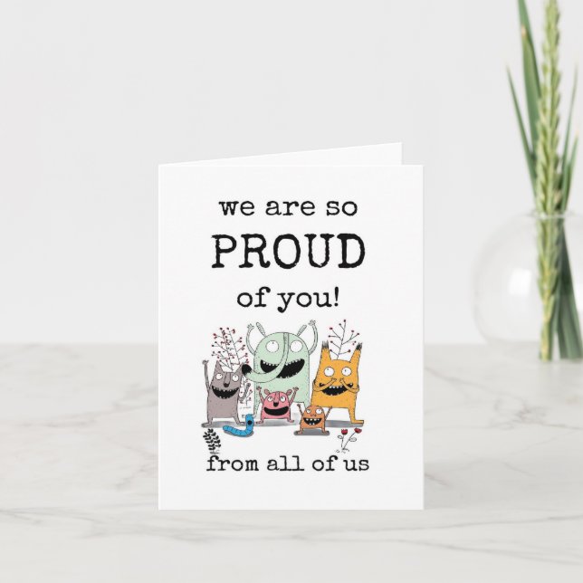 Vi är så stolta över dig, grattis, prestationskort kort (Framsida)