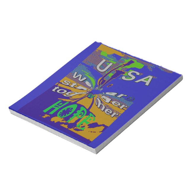 Vi är starkare tillsammans, lustigt USA Hope mönst Anteckningsblock (Roterad)