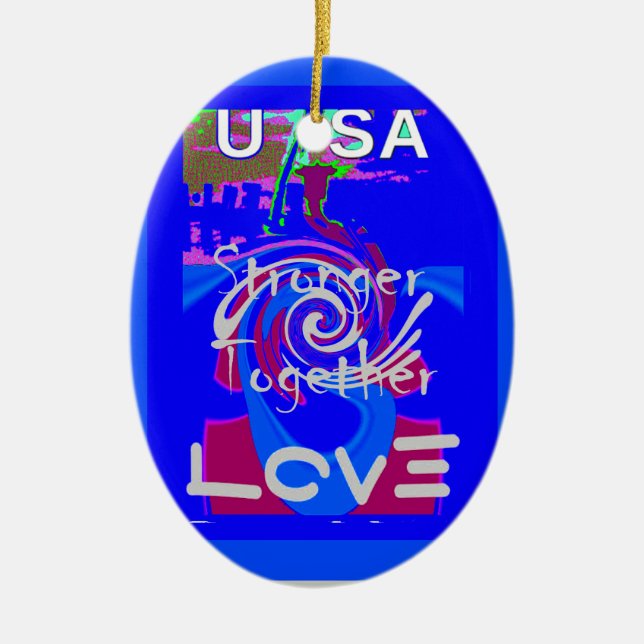 Vi är starkare tillsammans med Kärlek Julgransprydnad Keramik (Framsidan)