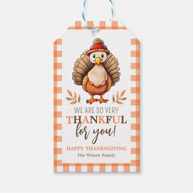 Vi är tacksamma mot dig | Snygg Glad Thanksgiving Presentetikett (Framsidan)