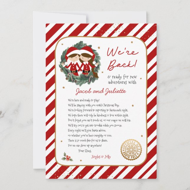 Vi är tillbaka Elf Brev Inbjudningar (Framsida)
