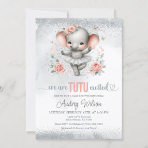 Vi är Tutu Except Ballerina Elephant Baby Shower Inbjudningar