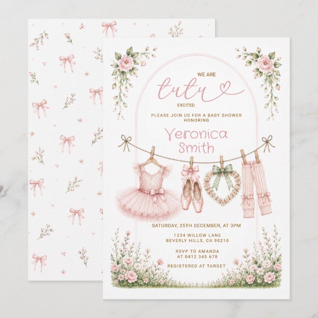Vi är Tutu Upphetsade Baby Shower Inbjudan (Fram/baksida)