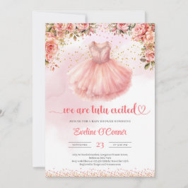 Vi är tutu upphetsade balerina-klädsel rosa och gu inbjudningar