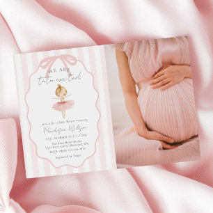 Vi är Tutu Upphetsade Ballerina Baby Shower Foto Inbjudningar