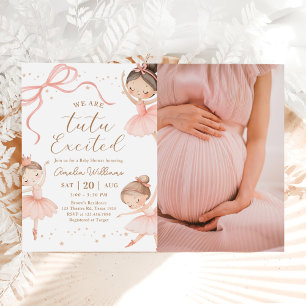 Vi är Tutu Upphetsade Ballerina Baby Shower Foto Inbjudningar