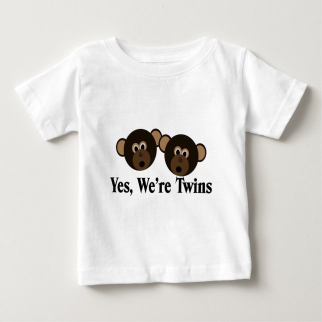 Vi är Twillingar 2 Boys-apor Tee Shirt (Framsida)
