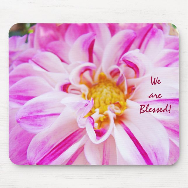 Vi är välsignade! Musmattor Rosa Dahlia (Framsidan)