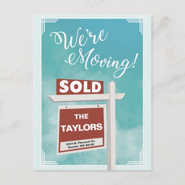 Vi är vykort för meddelande om omlokalisering av F (Framsida)