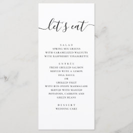 Vi äter. Svart och vitt, enkelt skript bröllop Meny