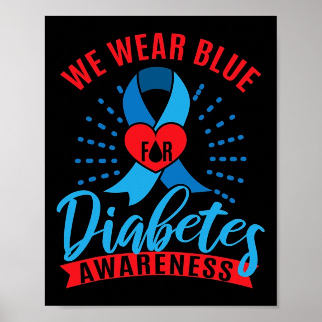 Vi bär blått för diabetesmedvetenhet  poster (Framsidan)