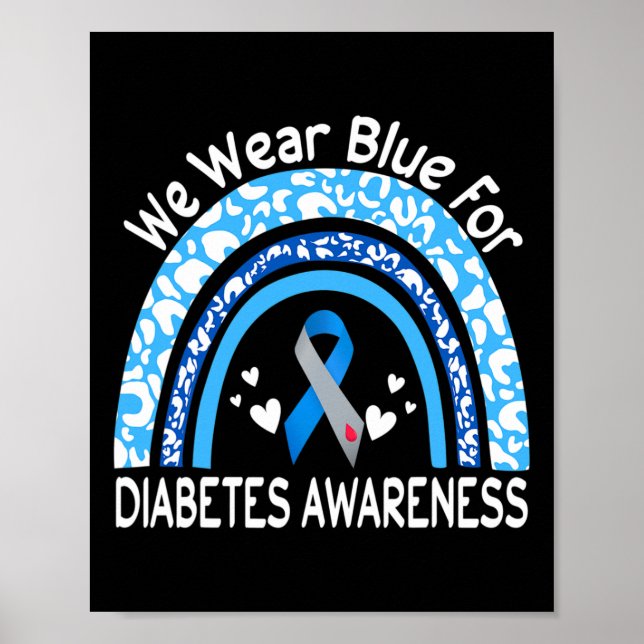 Vi bär blått för diabetesmedvetenhet regnbåge leop poster (Framsidan)