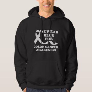 Vi bär blått för koloncancer medvetenhet hoodie