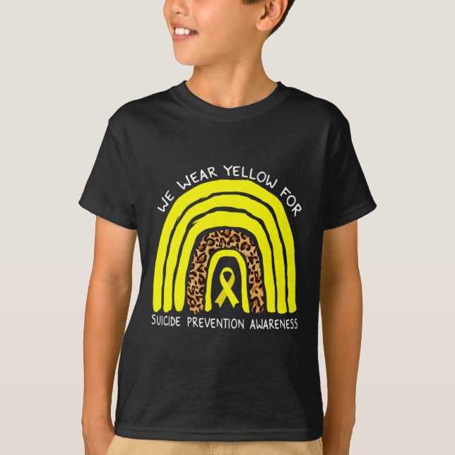 Vi bär gul regnbåge för medvetenhet om förebyggand t shirt (Framsida)