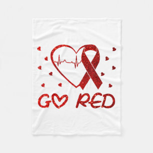 Vi Bär Rött i Februari Go Red Hjärtsjukdom Medvete Fleecefilt