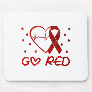 Vi Bär Rött i Februari Go Red Hjärtsjukdom Medvete Musmatta