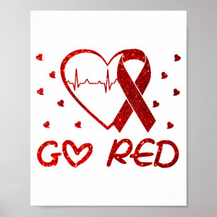 Vi Bär Rött i Februari Go Red Hjärtsjukdom Medvete Poster