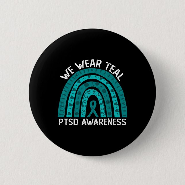 Vi bär teal Posttraumatisk Stressyndrom PTSD A Knapp (Framsida)