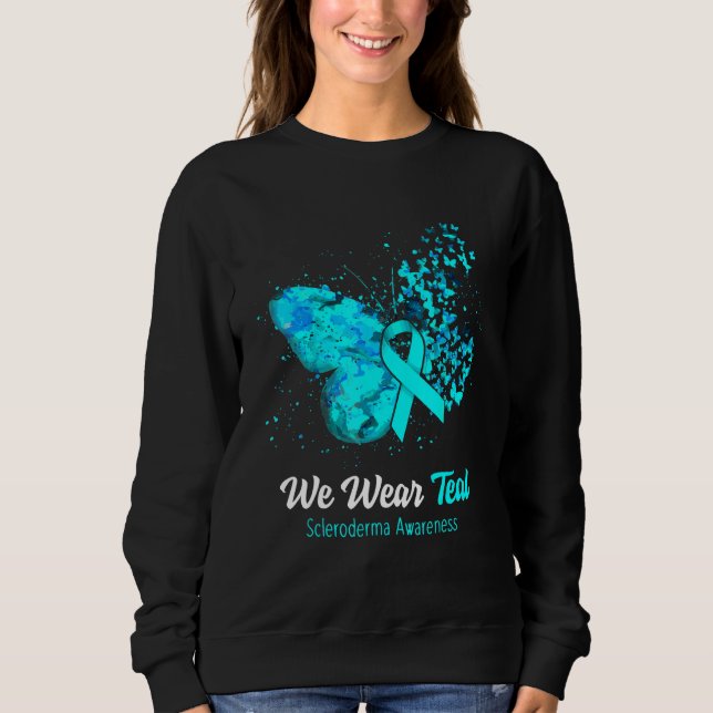 Vi bär teal Scleroderma-medvetenhet fjäril T Shirt (Framsida)