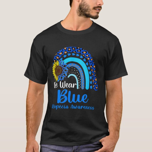 Vi Bära Blue Alopecia Awareness Rainbow T Shirt (Framsida)