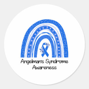 Vi Bära Blue Angelmans Syndrome Blommigt Blue Ribb Runt Klistermärke
