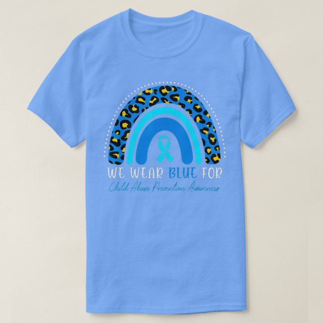 Vi Bära Blue Child Abuse Prevention Month Leopard T Shirt (Design framsida)