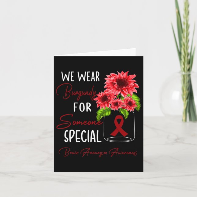 Vi Bära Burgundy Brain Aneurysm Awareness Kort (Framsida)