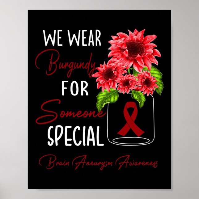 Vi Bära Burgundy Brain Aneurysm Awareness Poster (Framsidan)