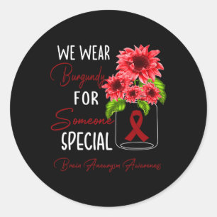 Vi Bära Burgundy Brain Aneurysm Awareness Runt Klistermärke