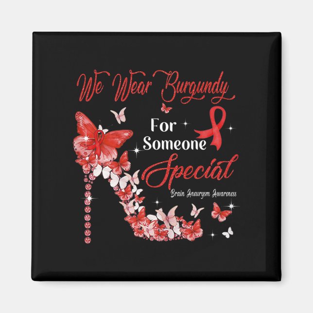 Vi Bära Burgundy Butterflies Brain Aneurysm Awaren Magnet (Framsidan)