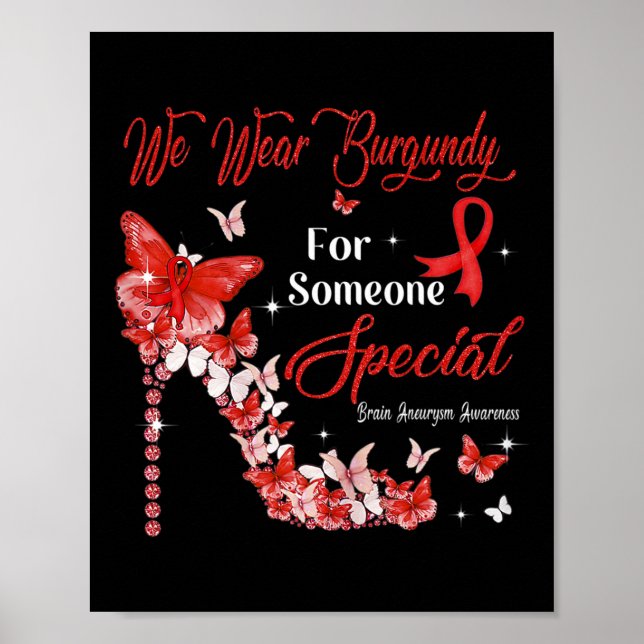 Vi Bära Burgundy Butterflies Brain Aneurysm Awaren Poster (Framsidan)
