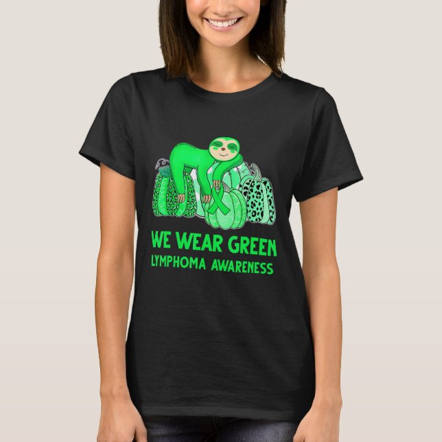 Vi Bära Grönt Lymphoma Awareness Sloth T Shirt (Framsida)