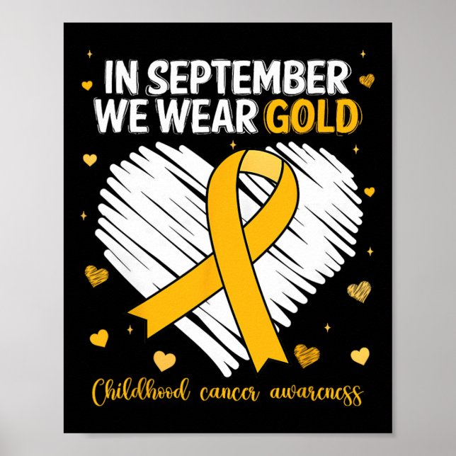 Vi Bära Guld barncancermedvetande Guld Ribbo Poster (Framsidan)