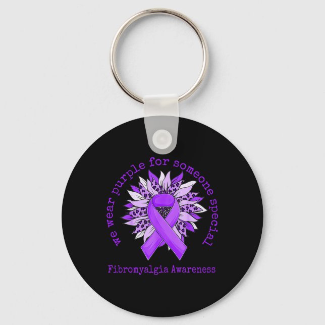 Vi Bära Lila Fibromyalgia Awareness Sunros Le Nyckelring (Framsida)