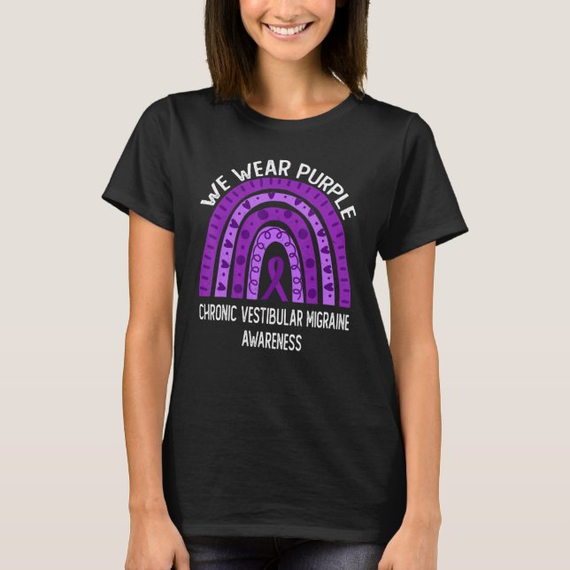 Vi Bära Lila för kronisk vestibulär migraine Awa T Shirt (Framsida)